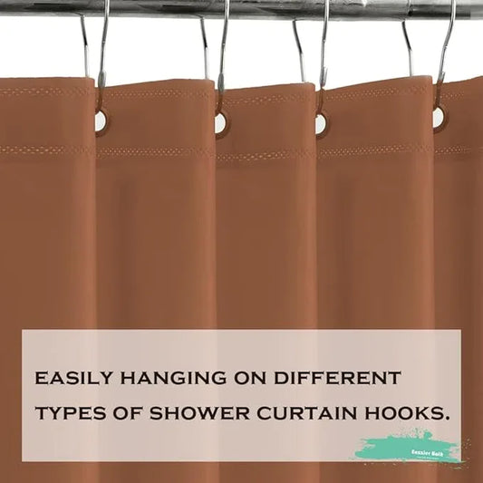 Eazzier Bath Khaki Plastic Shower Curtain Or Liner, 72x72 Inch Lightweight Sand Plastic Bathroom Shower Showroom Inner Curtain with Rustproof Metal Grommet Holes and Weighted Magnets - ModernBath