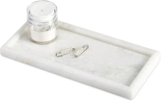 Koville African Natural Marble Tray, 10"x5" Coffee Table Vanity/Decorative Tray for Jewerly, Watch, Perfume Candle Tray for Home/Kitchen Countertop - ModernBath