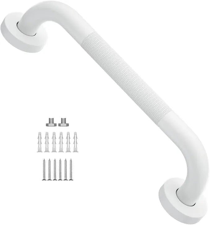 12 Inch Anti Slip Shower Grab Bar Oil Rubbed White, Munzong Bathroom Grab Bar, Knurled Bathroom Balance Bar,Safety Hand Rail Support Handicap Elderly Injury Senior Assist Bath Handle - ModernBath
