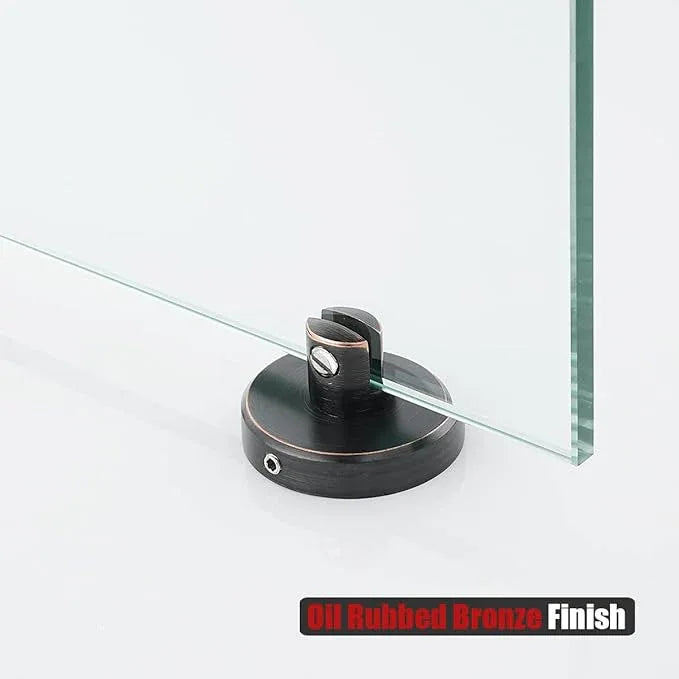 JQK Corner Glass Shelf, Oil Rubbed Bronze Bathroom 304 Stainless Steel Shower Triangle Floating Wall Shelf, 10 x 10 Tempered Glass, 2 Pack, TGS190L10-ORB-P2 - ModernBath