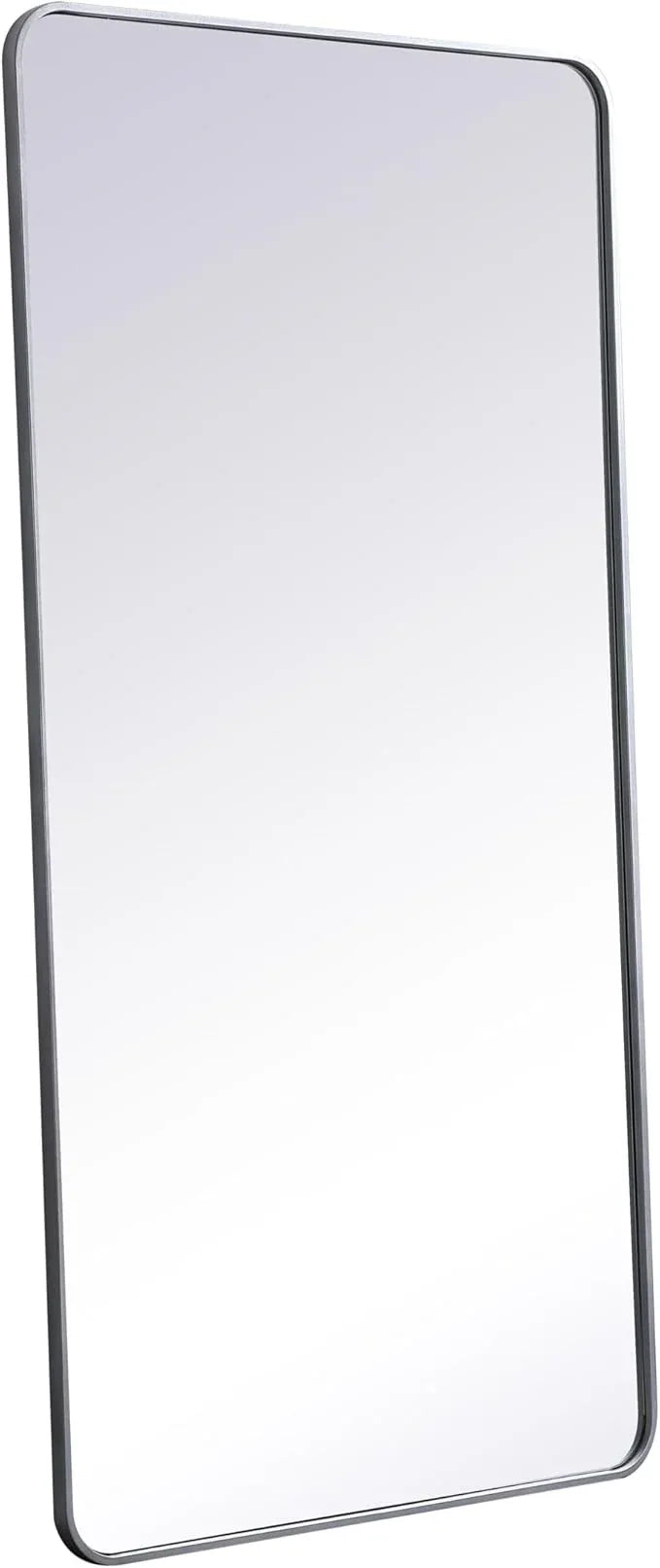 ARS Concepts Aura, Soft Corner Metal Rectangular Mirror 30X60 Inch in, Modern, Silver - ModernBath