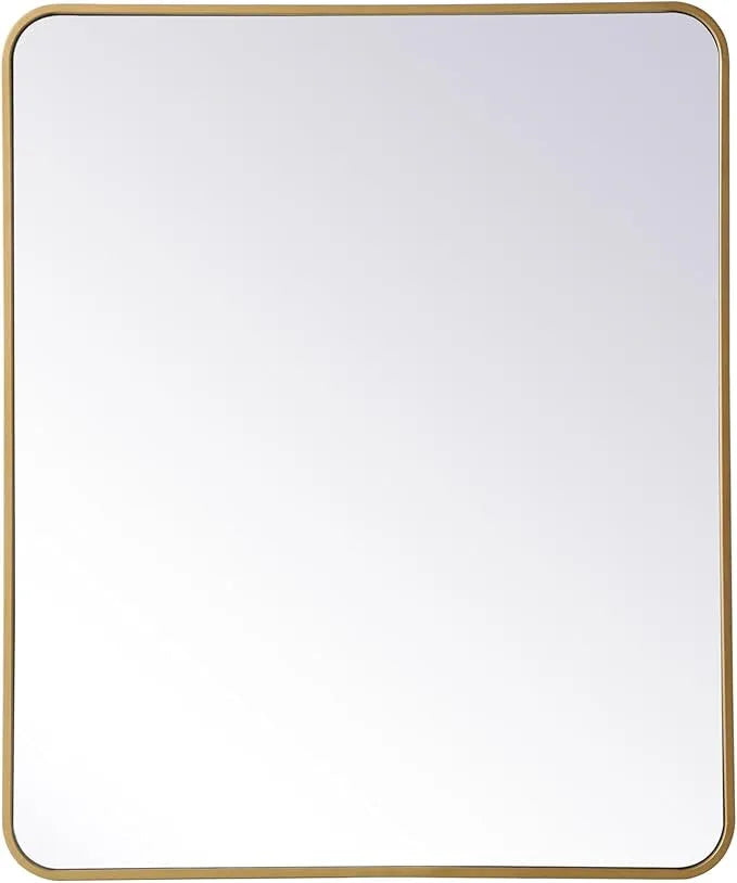 ARS Concepts Aura, Soft Corner Metal Rectangular Mirror 30X36 Inch in, Modern, Brass - ModernBath