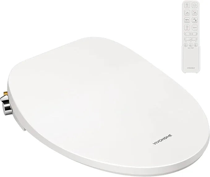VIVOHOME Smart Heated Bidet Toilet Seat with Remote Control, Self-Cleaning Dual Nozzles for Rear and Front Cleansing, Adjustable Temperature Settings with Warm Air Dryer, Soft Close Lid, Nightlight - ModernBath