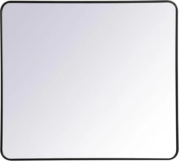 ARS Concepts Aura, Soft Corner Metal Rectangular Mirror 36X40 Inch in, Modern, Black - ModernBath