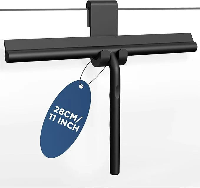 ecooe Silicone Shower Squeegee with Hanger, 11″/28cm Shower Squeegee for Glass Doors, Black Window Squeegee Scraper with Stainless Steel Core for Home Bathroom Kitchen Car Glass Doors - ModernBath