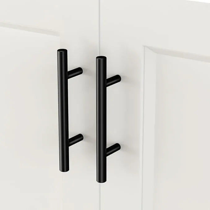 goldenwarm 10 Pack Black Cabinet Pulls Kitchen Cabinet Handles Black Drawer Pulls T Bar Drawer Handles Stainless Steel Hardware for Bedroom Door Cupboard, 3Inch Hole Center - ModernBath