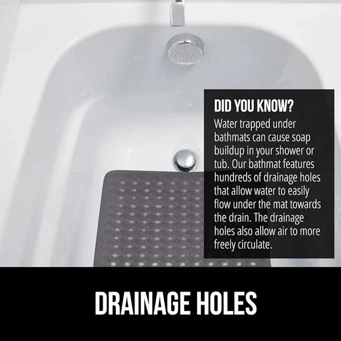 GORILLA GRIP Patented Bath Tub Shower Mat, Machine Washable Bathtub Floor Liner Mats, Suction Cups and Drain Holes to Keep Tubs Clean, Soft on Feet, Bathroom Essentials, 35x16 Inch, Charcoal Opaque - ModernBath