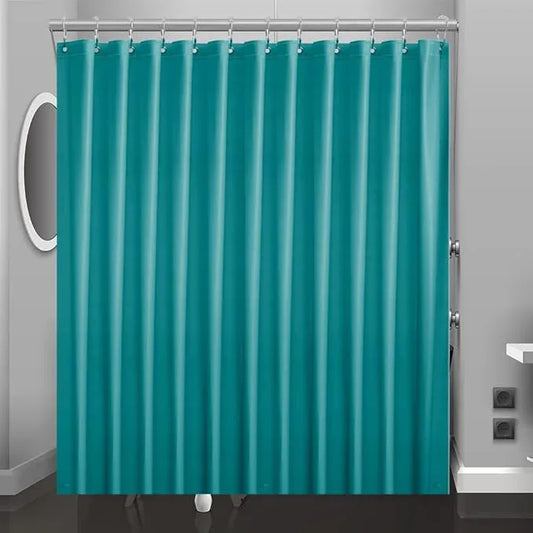 Eazzier Bath Teal Plastic Shower Curtain Or Liner, 72x72 Inch Lightweight Blue Green Coral Plastic Bathroom Shower Showroom Inner Curtain with Rustproof Metal Grommet Holes and Weighted Magnets - ModernBath
