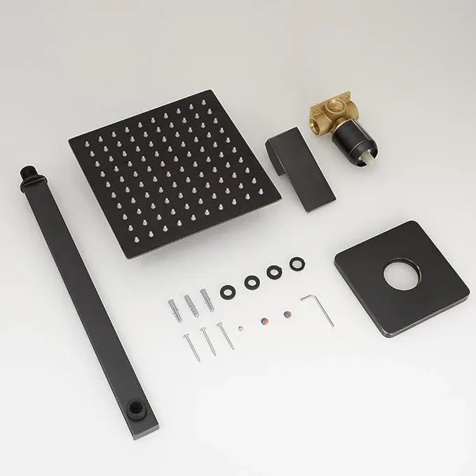 Heable Oil Rubbed Bronze Shower Faucet Set, Single Function Shower Trim Kit with Rough-in Valve, Square Rain Shower Head System Included Extra Long Shower Arm for Bathroom - ModernBath