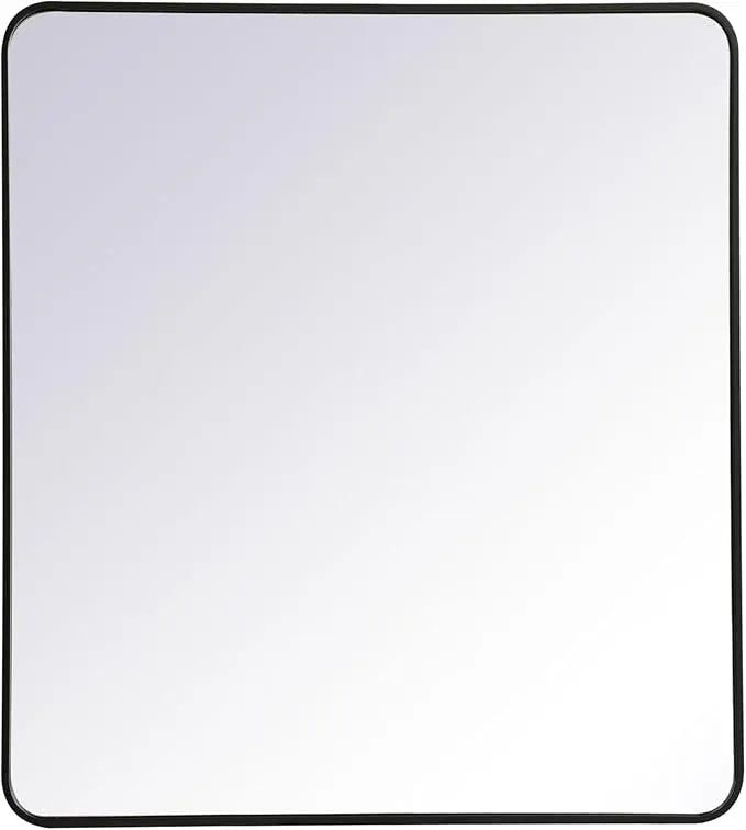 ARS Concepts Aura, Soft Corner Metal Rectangular Mirror 36X40 Inch in, Modern, Black - ModernBath
