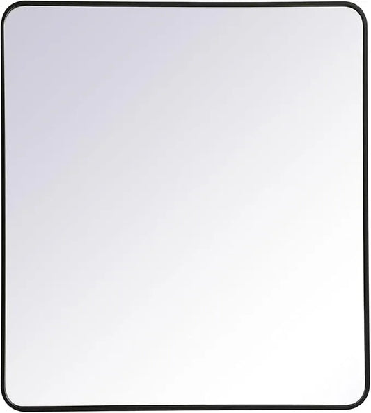 ARS Concepts Aura, Soft Corner Metal Rectangular Mirror 36X40 Inch in, Modern, Black - ModernBath
