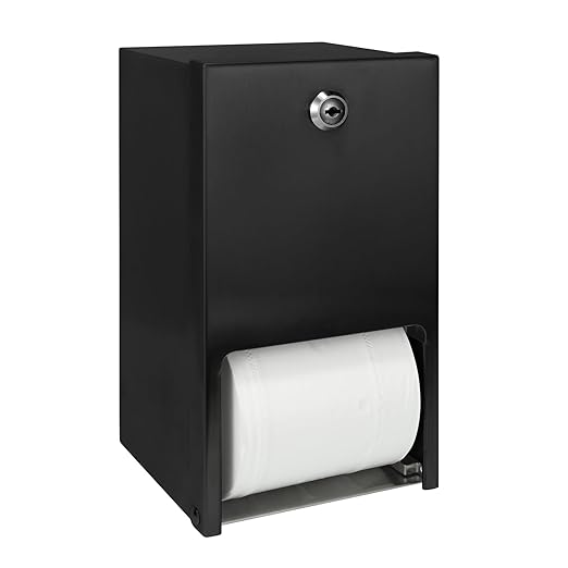 Matte Black 2 Roll Stainless Steel Commercial Toilet Paper Dispenser, Heavy Duty Wall Mount Tissue Holder with Lock for Restroom/Bathroom
