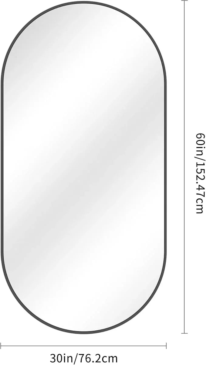 Bathroom Mirrors, 30" x60" Black Mirrors, Oval Vanity Mirrors, Metal Framed Wall Mounted Mirrors, Vertical/Horizontal Mirror for Bathroom Bedroom Entryway Living Room - ModernBath