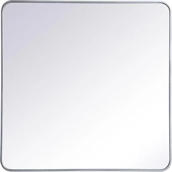 ARS Concepts Aura, Soft Corner Metal Rectangular Mirror 36X36 Inch in, Modern, Silver - ModernBath