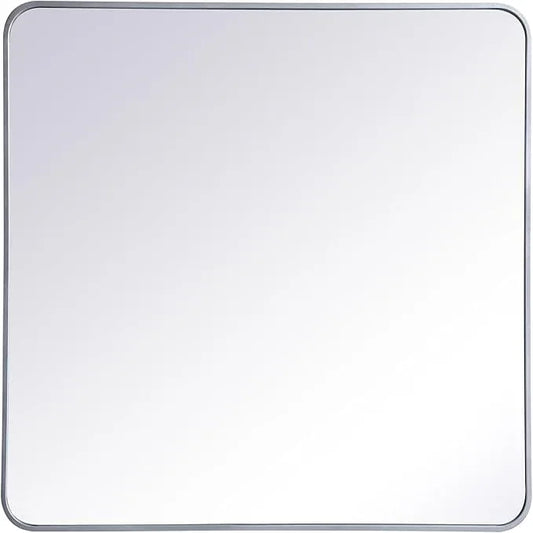 ARS Concepts Aura, Soft Corner Metal Rectangular Mirror 36X36 Inch in, Modern, Silver - ModernBath