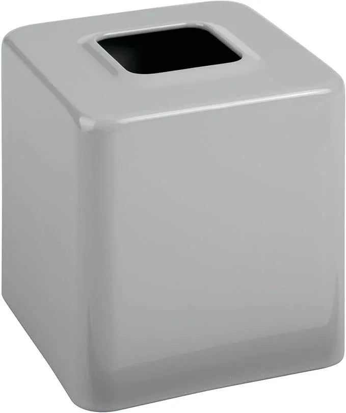 mDesign Metal Square Tissue Box Cover, Modern Facial Paper Holder - Accessories for Bathroom Vanity Countertop, Bedroom Dresser, Night Stand, Desk, Office and End Table - Unity Collection - Gray - ModernBath