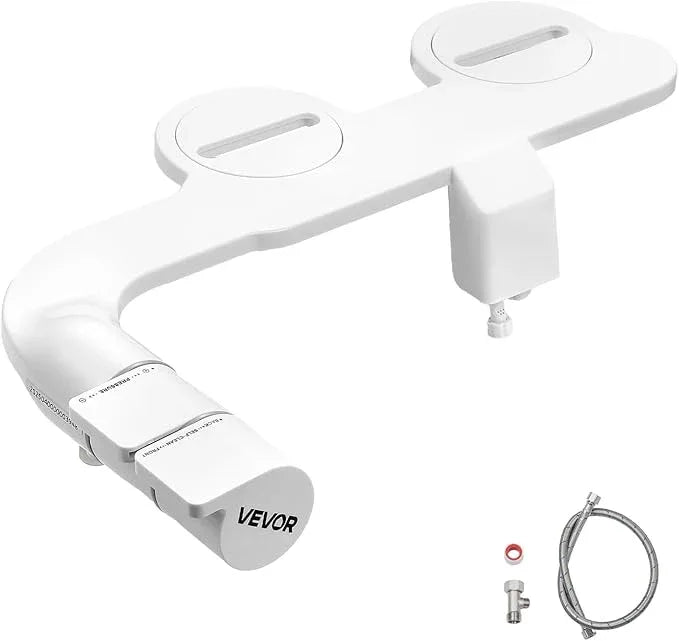 VEVOR Bidet Attachment for Toilet, Self-Cleaning Bidet Toilet Seat Attachment - Dual Retractable Nozzles, Adjustable Water Pressure, Easily Installed Cold Water Sprayer for Rear Feminine Wash, White - ModernBath