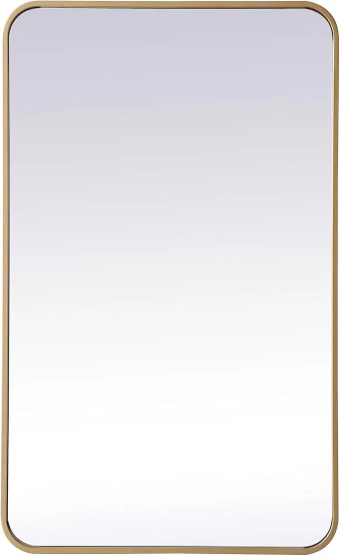 ARS Concepts Aura, Soft Corner Metal Rectangular Mirror 22X36 Inch in, Modern, Brass - ModernBath