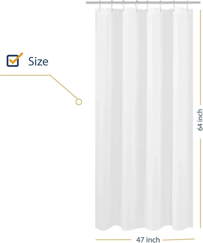 N&Y HOME RV Shower Curtain Liner Fabric 47 x 64 inches, Hotel Quality, Washable, Water Repellent, White Bathroom Curtains with Grommets, 47x64 - ModernBath