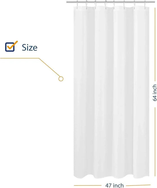 N&Y HOME RV Shower Curtain Liner Fabric 47 x 64 inches, Hotel Quality, Washable, Water Repellent, White Bathroom Curtains with Grommets, 47x64 - ModernBath