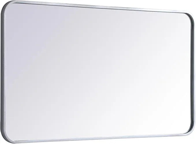 ARS Concepts Aura, Soft Corner Metal Rectangular Mirror 22X40 Inch in, Modern, Silver - ModernBath