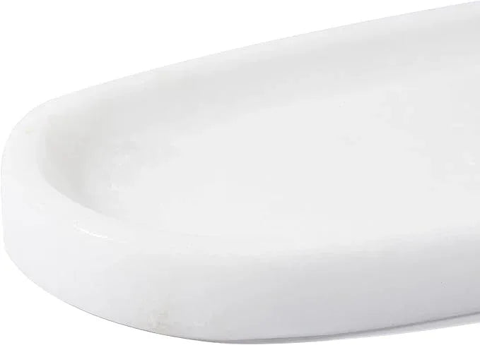 PracFit Natural Marble Tray – Real Stone for Bathroom, Vanity, Counter, and Home Decor. Perfect for Jewelry, Candles, and Cosmetics. Durable, Elegant, and Unique Made of Real Stone（White） - ModernBath