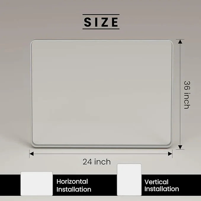 JISOSO 24x36 Inch Brushed Nickel Bathroom Mirror, Brushed Silver Metal Frame Mirror Wall Mounted, Rounded Rectangle Bathroom Vanity Mirror, Tempered Glass, Anti-Rust, Horizontal/Vertical - ModernBath