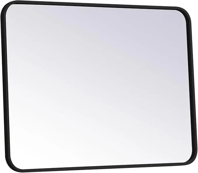 ARS Concepts Aura, Soft Corner Metal Rectangular Mirror 24X32 Inch in Black, Modern, Black - ModernBath