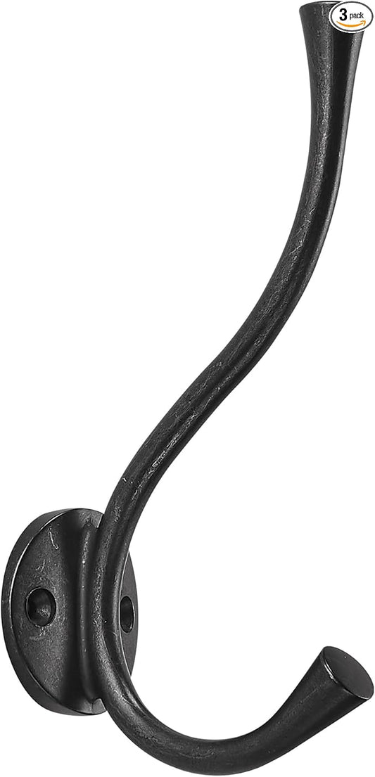Sailing 3 Pack Coat Hooks - Antique Black Coat Hooks Decorative Wall Hooks for Bathroom Living Room Bedroom Hanger for Robe Dressing Room Fitting Room