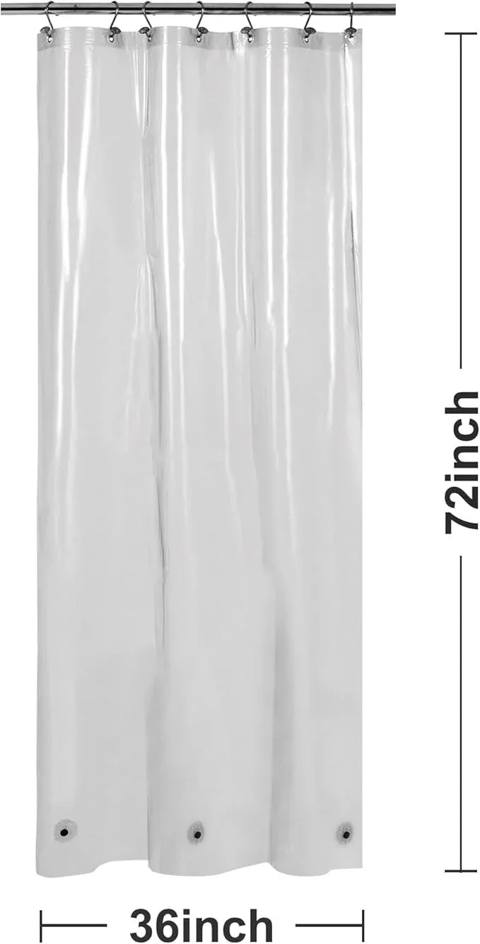 Barossa Design Clear Black Stall Shower Curtain Liner with 3 Magnets - 36" x 72" Waterproof PEVA Plastic Shower Liner for Small Bathroom, Lightweight Bath Curtain, Metal Grommets - Clear Black - ModernBath