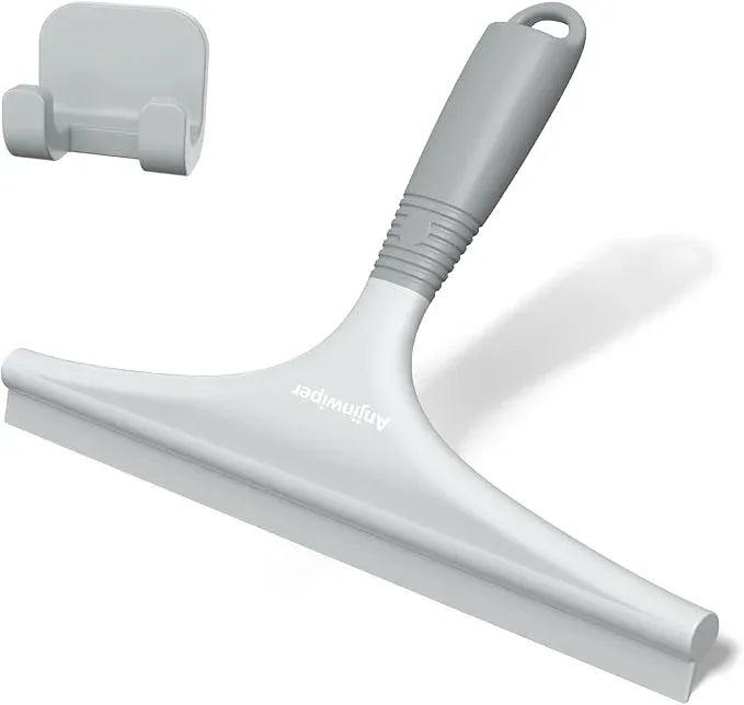 Anjinwiper Silicone Shower Squeegee for Glass Doors with Hook, Window Squeegee for Shower Doors, Kitchen, Mirrors and Tiles, Glass Squeegee Bathroom Shower(10 inch, Gray) - ModernBath