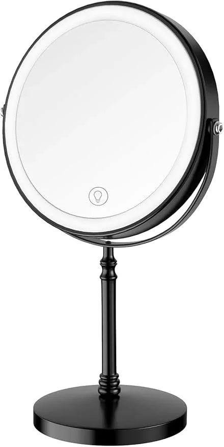 Lighted Makeup Mirror, 3000 mAh Rechargeable Double Sided Magnifying Vanity Mirror with 3 Colors, 1x/10x, 360° Rotation , Brightness Adjustable Magnification Cosmetic Light up Mirror, Women Gift - ModernBath