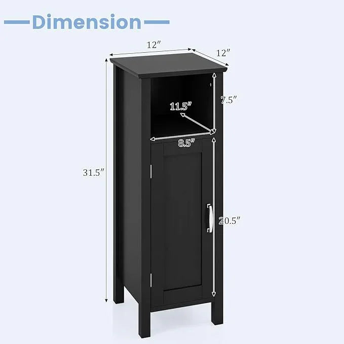 DORTALA Bathroom Floor Storage Cabinet, Bathroom Storage Organizer w/Single Door & Adjustable Shelf, Corner Floor Cabinet for Bathroom, Living Room, Kitchen, Black - ModernBath