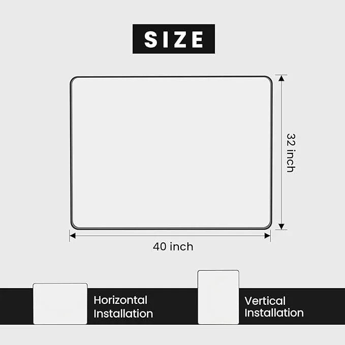 JISOSO 40X32 Inch Black Bathroom Mirror, Black Metal Framed Mirror for Wall, Rounded Rectangle Matte Bathroom Vanity Mirror with Tempered Glass, Anti-Rust, Horizontal/Vertical - ModernBath