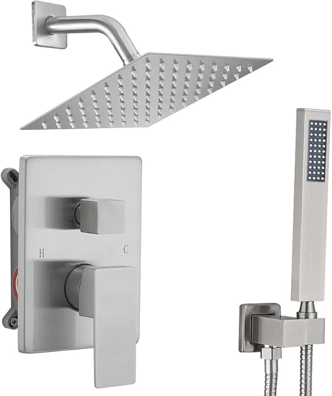 annazom Shower Faucet Set 8 Inch Rainfall Shower Head and Handheld Shower High Pressure Rainfall Shower Head System Shower Faucet Set with Valve and Trim - ModernBath
