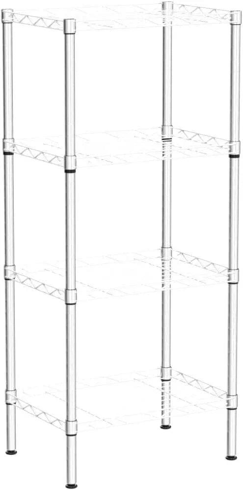 4 Tier Wire Shelving Unit, Height Adjustable Wire Shelves with 264 LBS Capacity, Metal Storage Rack Organizer for Laundry, Kitchen, Bathroom, Pantry, Closet (9.8"D x 13.7"W x 31.5"H, Silver) - ModernBath