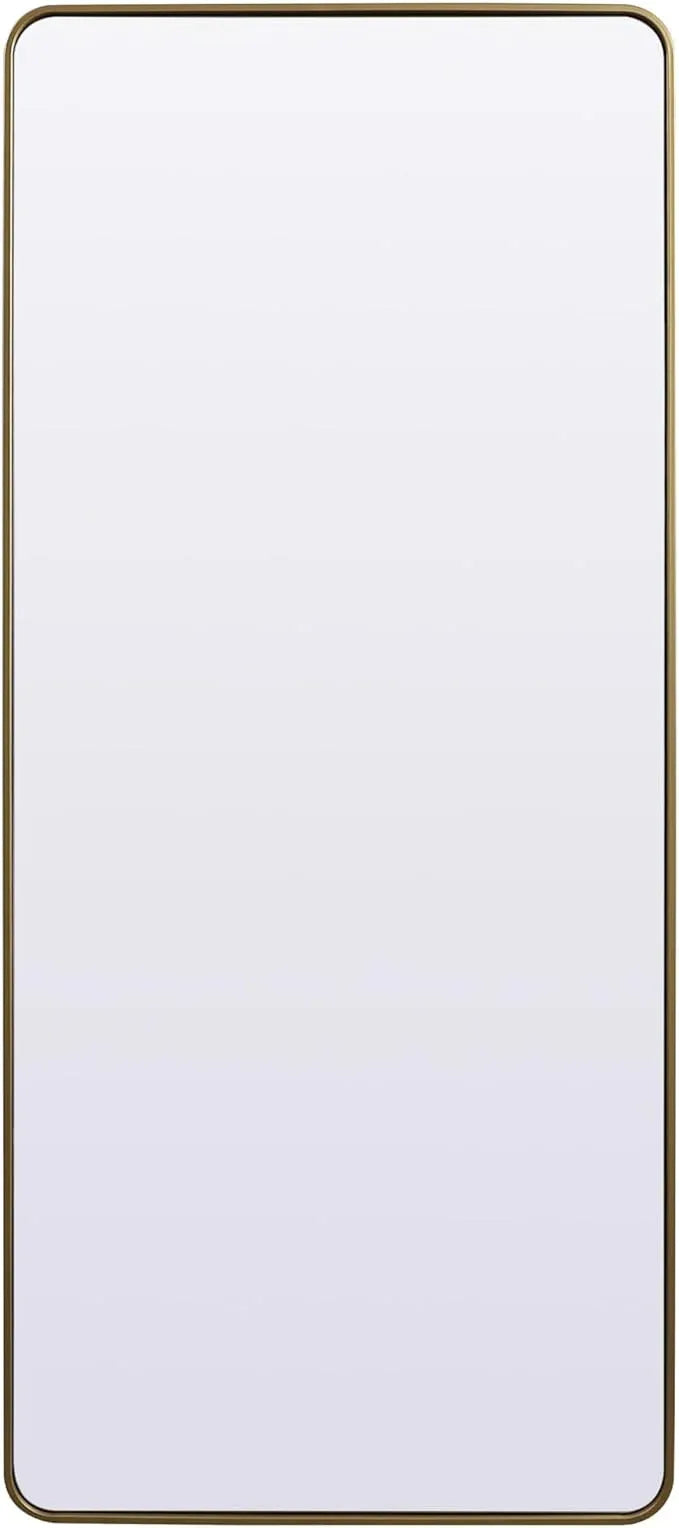 ARS Concepts Aura, Soft Corner Metal Rectangle Mirror 32X72 Inch in, Modern, Brass - ModernBath