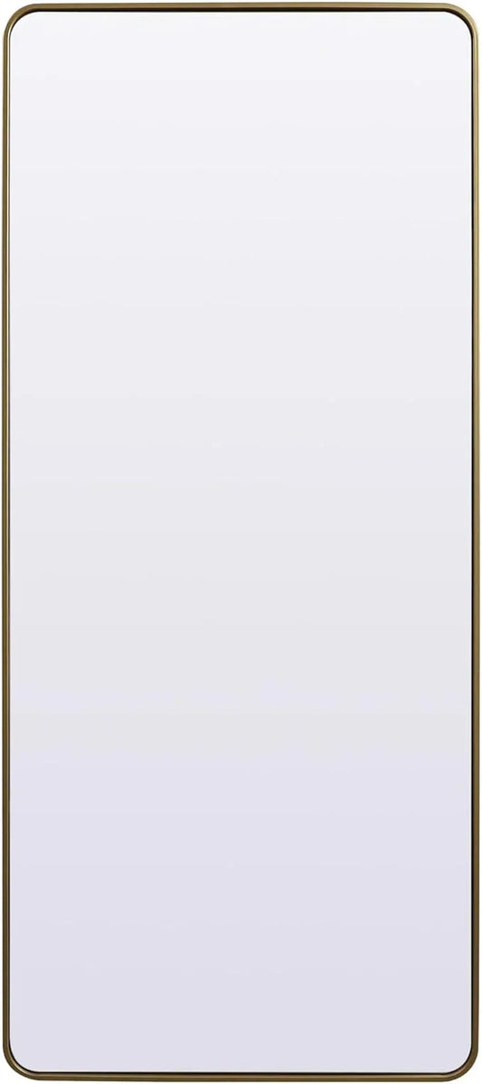 ARS Concepts Aura, Soft Corner Metal Rectangle Mirror 32X72 Inch in, Modern, Brass - ModernBath