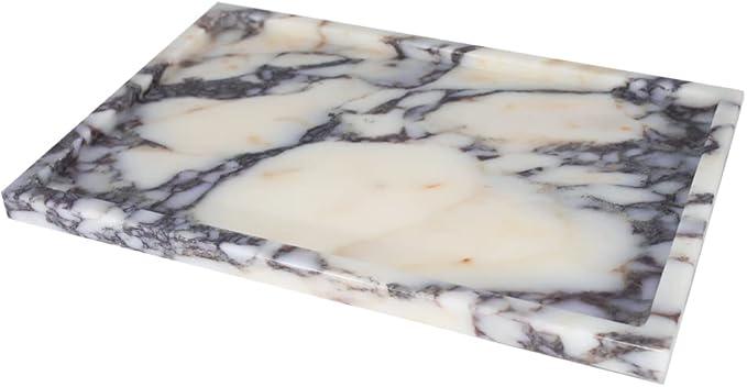 Real Luxurious Natural Marble Vanity Tray Genuine Marble/Stone Storage Tray for Home Decor Bathroom/Kitchen/Vanity/Dresser Non-Resin/Non-Ceramic - ModernBath