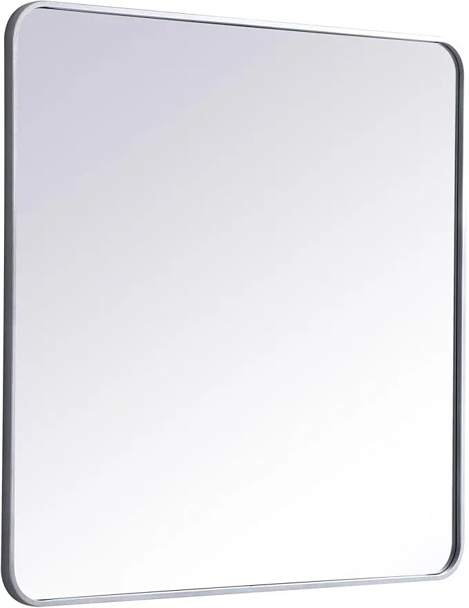 ARS Concepts Aura, Soft Corner Metal Rectangular Mirror 36X36 Inch in, Modern, Silver - ModernBath