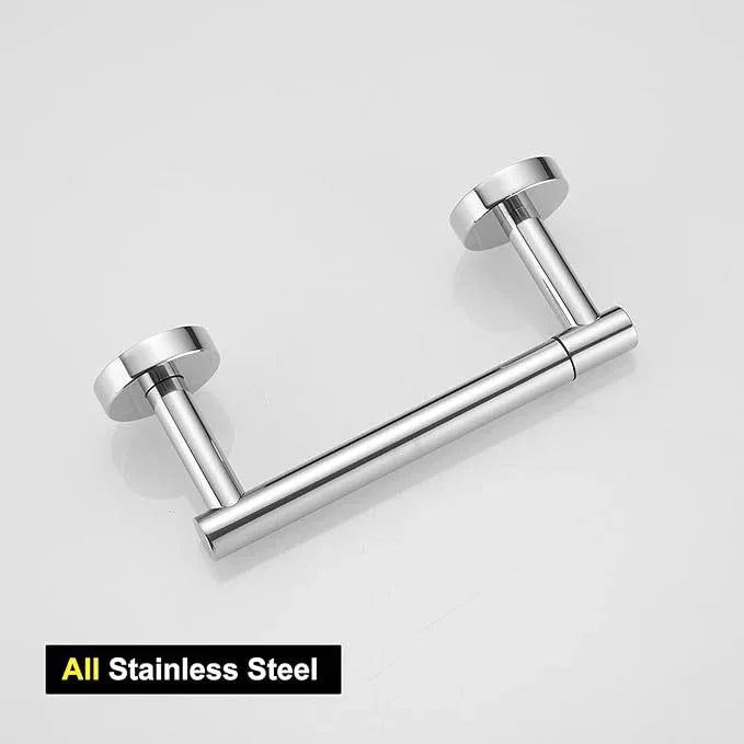 BWE Chrome Toilet Paper Holder Wall Mounted Double Post Pivoting Toilet Tissue Holders SUS 304 Stainless Steel Toilet Roll Holder for Bathroom Kitchen and RV Washroom - ModernBath