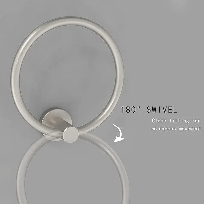 Brushed Nickel 2 Pack Towel Ring, Hand Towel Holder for Bathroom Kitchen Modern Rounded Base Wall Mount SUS304 Stainless Steel - ModernBath