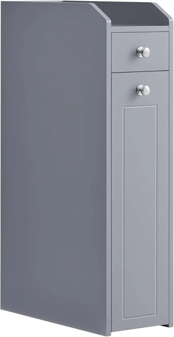 VASAGLE Slim Storage Cabinet, Narrow Storage Organizer with Slide Out Drawers, Freestanding Toilet Paper Holder, Small Space Skinny Cabinet for Bathroom Kitchen Corner, Dove Gray UBBC847G02 - ModernBath