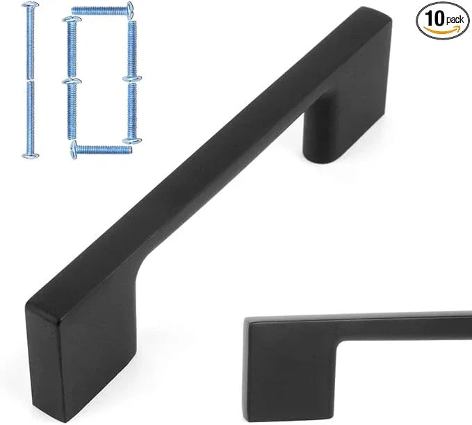 KOOFIZO Wide Foot Cabinet Bar Pulls - Black Furniture Handles, 3 Inch/76mm Screw Spacing, 10-Pack for Kitchen Cupboard Door, Bedroom Dresser Drawer, Bathroom Wardrobe Hardware - ModernBath