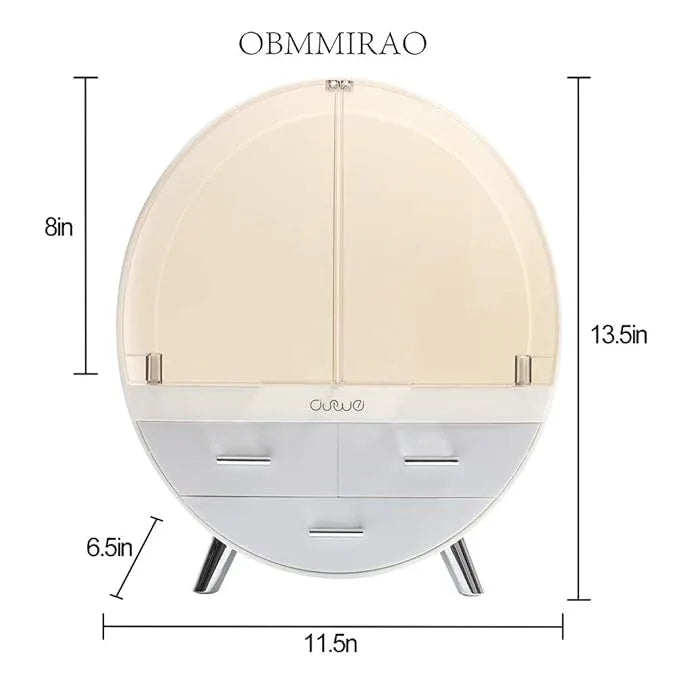 OBMMIRAO Elegant Dustproof Makeup Storage Organizer Box, Waterproof Medium Cosmetics Organizer Storage with Drawers Skincare Cosmetic Display Cases for Countertop Bathroom Dresser Dedroom - ModernBath