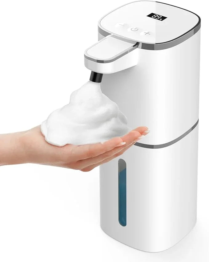 Luxspire Automatic Foaming Soap Dispenser, Touchless Foam Soap Dispenser, Rechargeabled 9 Adjustable Levels & IPX5 Waterproof Wall Mounted 420ml Soap Container for Bathroom, Kitchen and Hotel, White - ModernBath