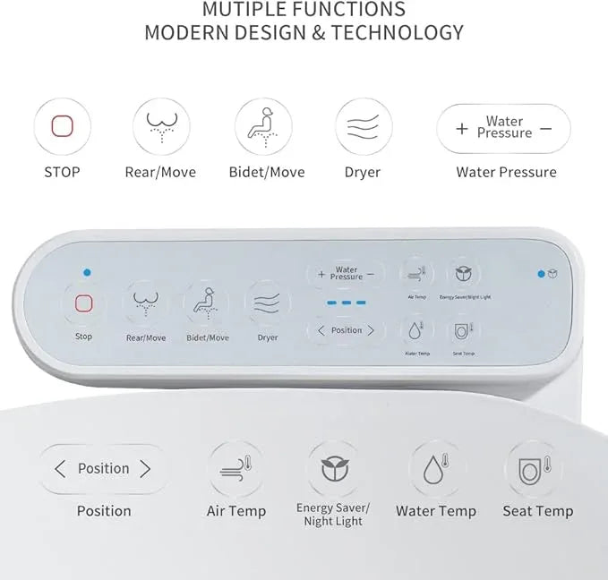 Bejoan Z1 Bidet Toilet Seat, Bidet Attachment for Toilet Warm Water, Elongated Heated Toilet Seat with Quite Close, Electric Smart Air Dryer, Customizable Washing Modes for Ultimate Comfort - ModernBath