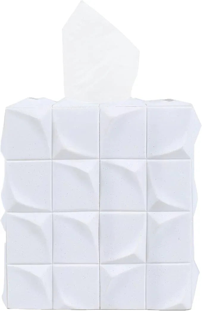 Hymmah Modern Square Tissue Box Cover Holder,Bathroom Accessories Decor Unique Design Tissue Box Cover for Bathroom Vanity Counter Tops Also Great for Bedrooms and Living Rooms - ModernBath
