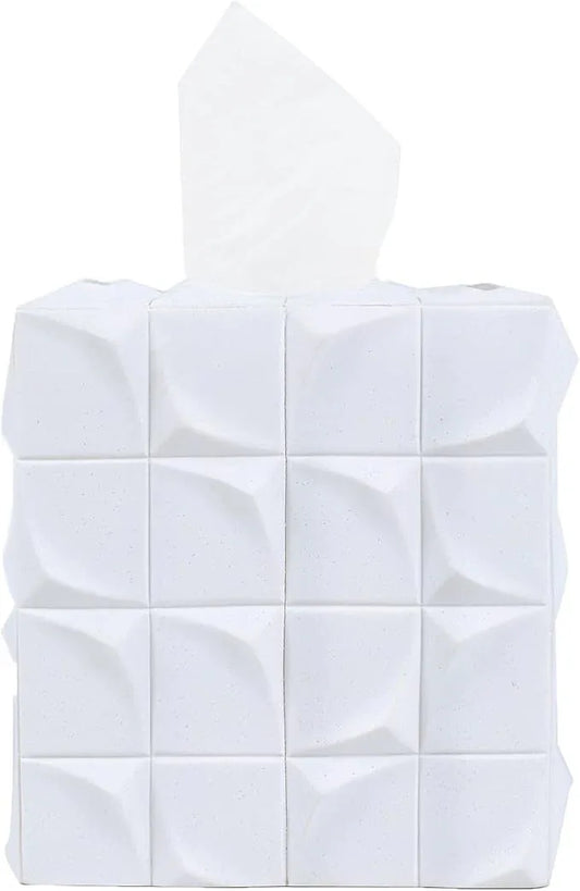 Hymmah Modern Square Tissue Box Cover Holder,Bathroom Accessories Decor Unique Design Tissue Box Cover for Bathroom Vanity Counter Tops Also Great for Bedrooms and Living Rooms - ModernBath