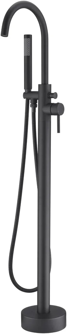 Freestanding Bathtub Faucet Tub Filler Faucets Black Single Handle Floor Mounted with Handheld Shower - ModernBath